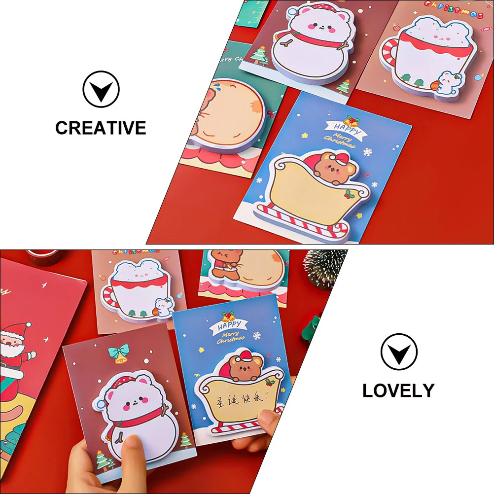 12 Pcs Decorate Note Paper Christmas Sticky Notes Student Sticker for Xmas 11X85X01CM Notepads