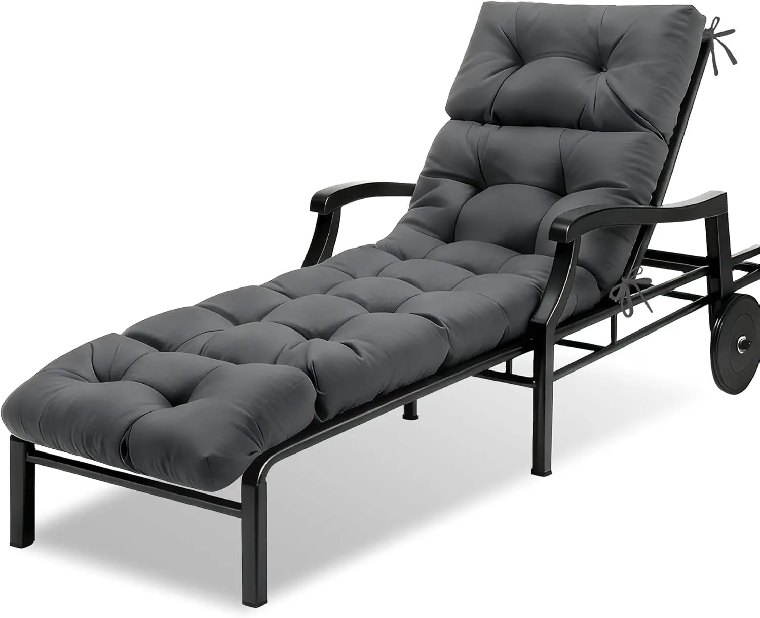 

Водонепроницаемая подушка для уличного шезлонга, нескользящая сменная накладка для садовой мебели, для плетеного дивана у бассейна, толстая, длинная, темно-серая