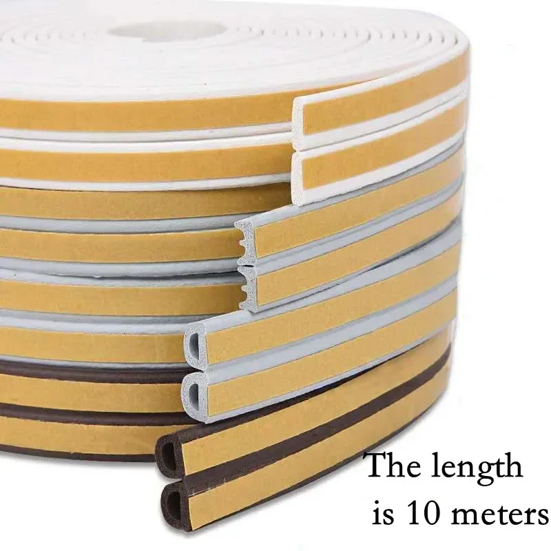 10-метровая самоклеящаяся уплотнительная лента DIPE для дверей и окон, резиновая лента для предотвращения столкновений, пенопластовая звукоизоляционная лента