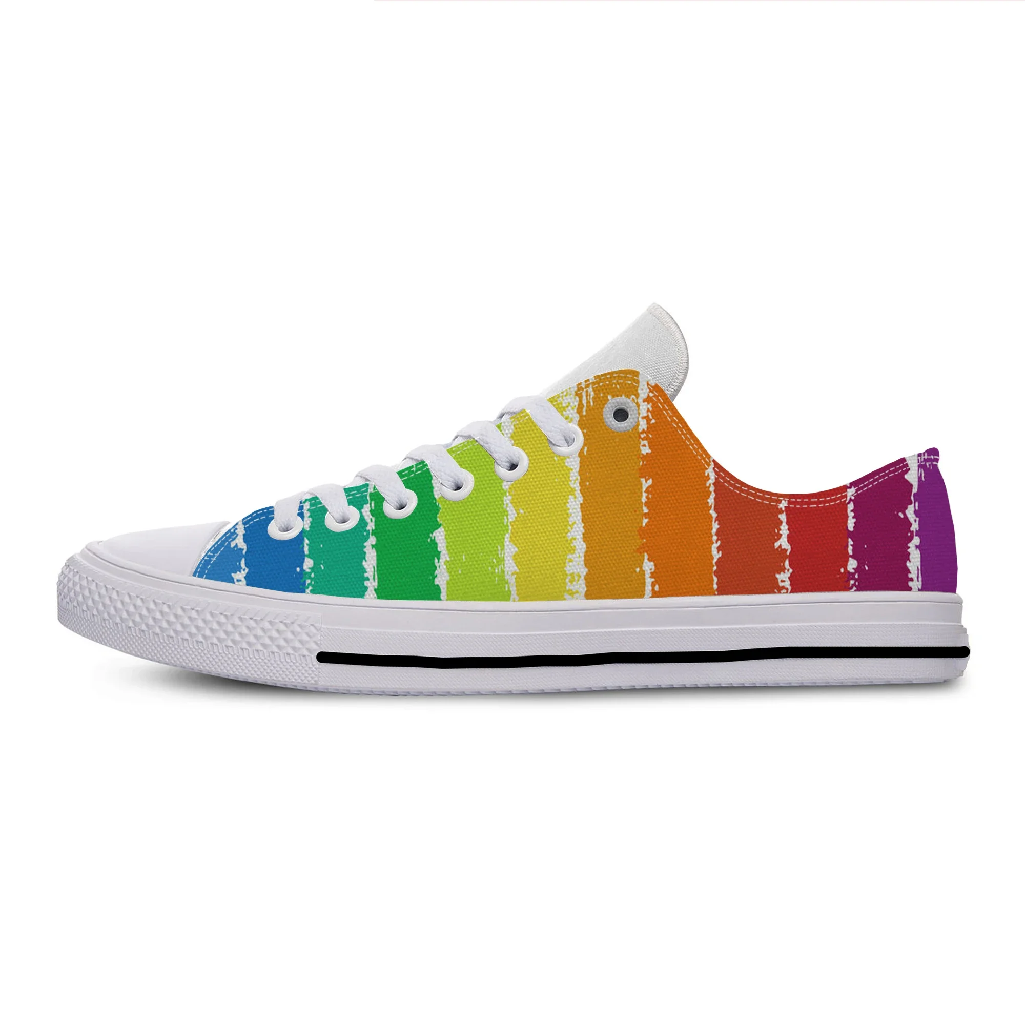Hot Cool Rainbow Spot Stripe Colorful Watercolour Mixture Fashion Lightweight Classic Shoes Men Women Casual Breathable Sneakers