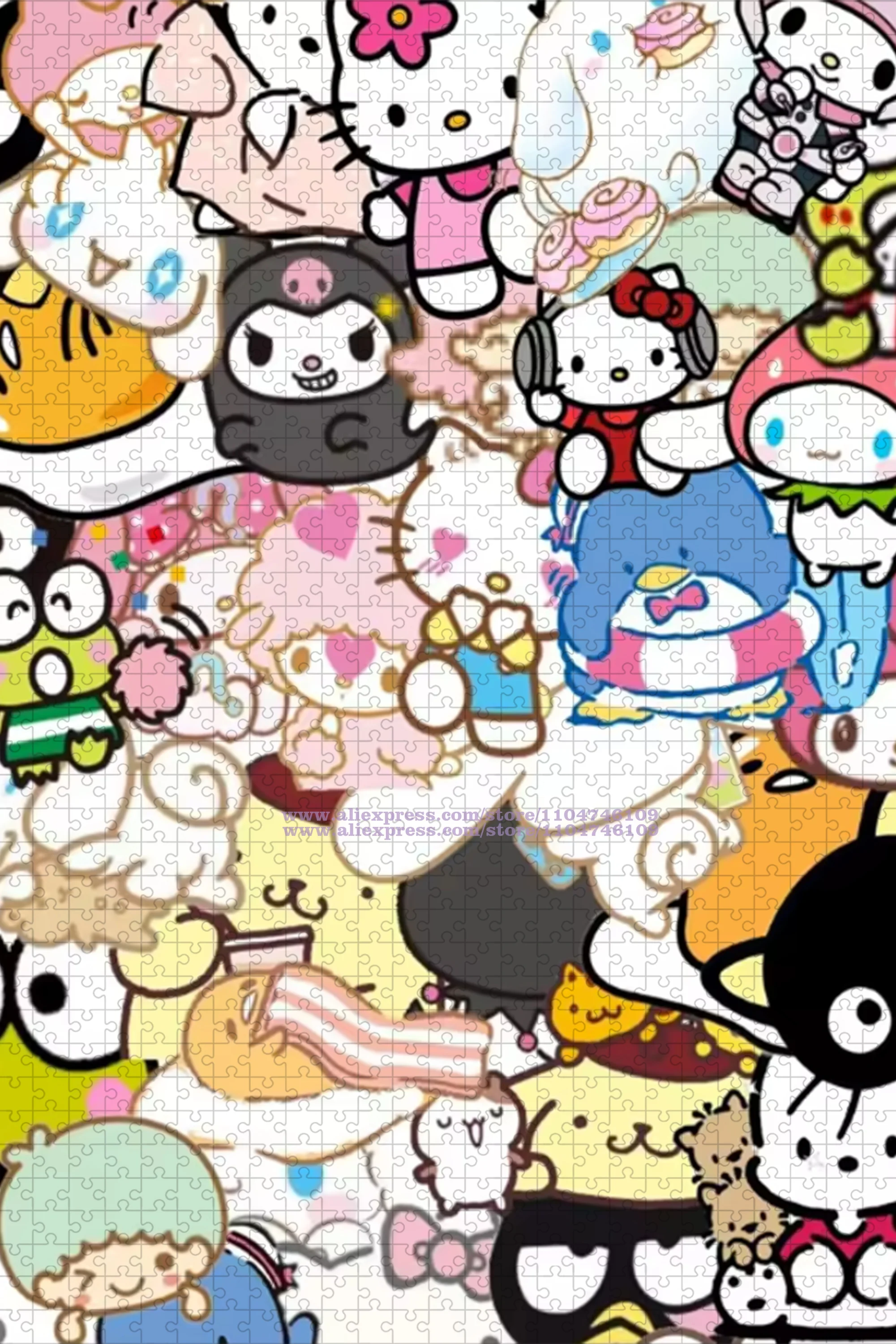 Sanrio Characters Puzzle Jigsaw Hello Kitty My Melody Kuromi 108/200/300/500/1000/1500Pcs Intelligence Puzzles Gift with Box