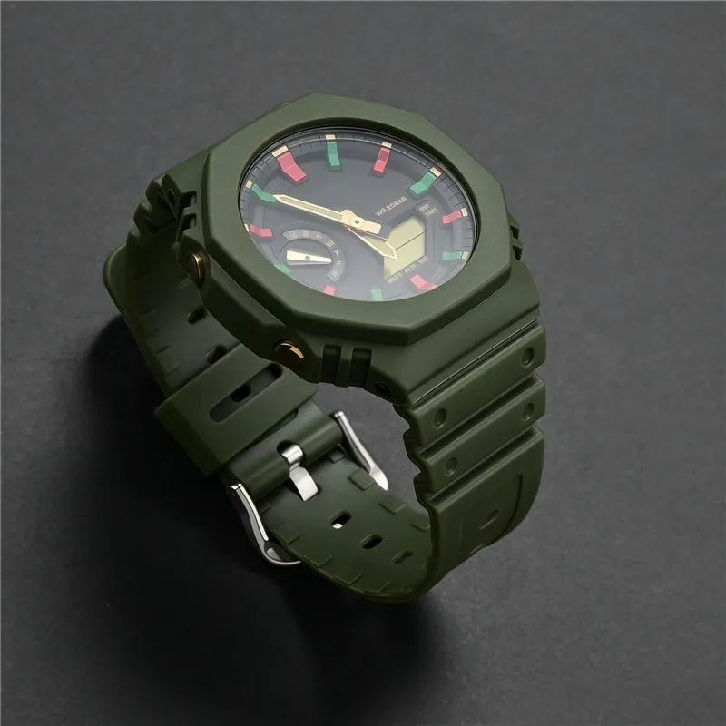 المطاط حزام ساعة اليد الحافة ل كاسيو G-SHOCK GA-2100 GA-2110 الإفراج السريع الرجال الرياضة مقاوم للماء بولي PU الراتنج الفرقة تعديل عدة
