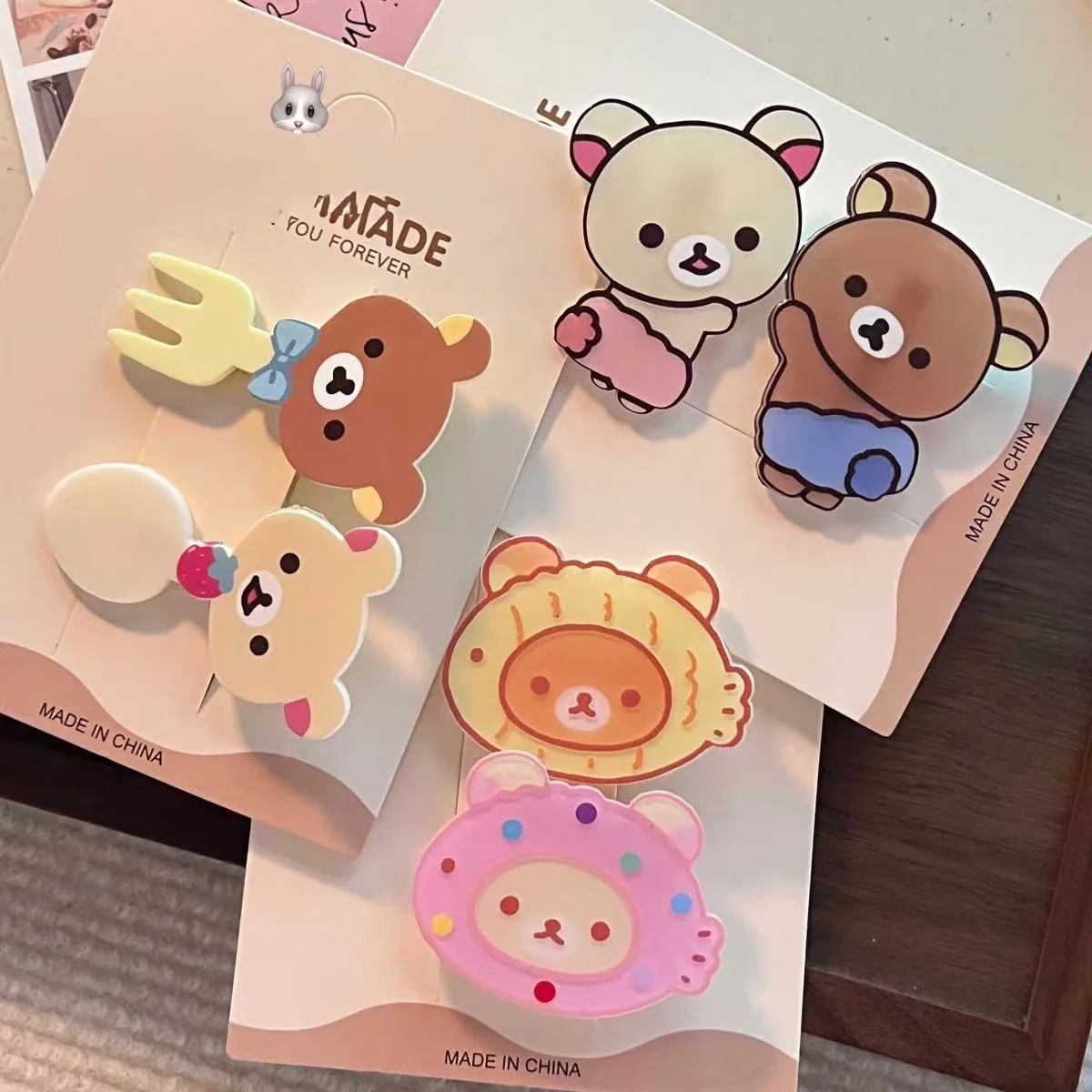 Pinzas para el cabello Rilakkuma para niñas, horquilla de oso relajante Kawaii, horquilla con flequillo para mujeres, tocados de moda, adornos para el cabello, regalo para niños