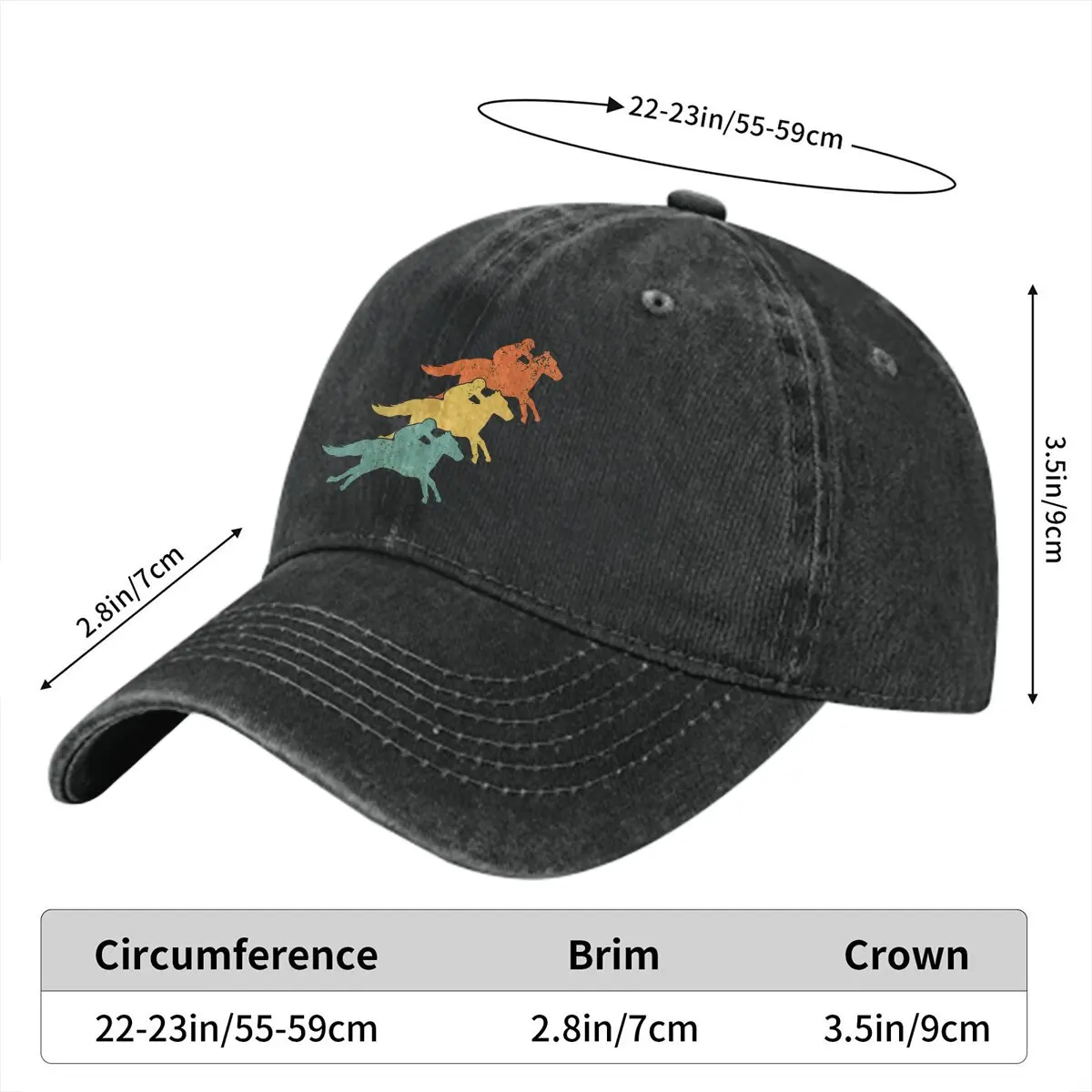 Washed Men's Baseball Cap Equestrian Horse Racer Trucker Snapback Caps Dad Hat Horse Racing Sports Golf Hats