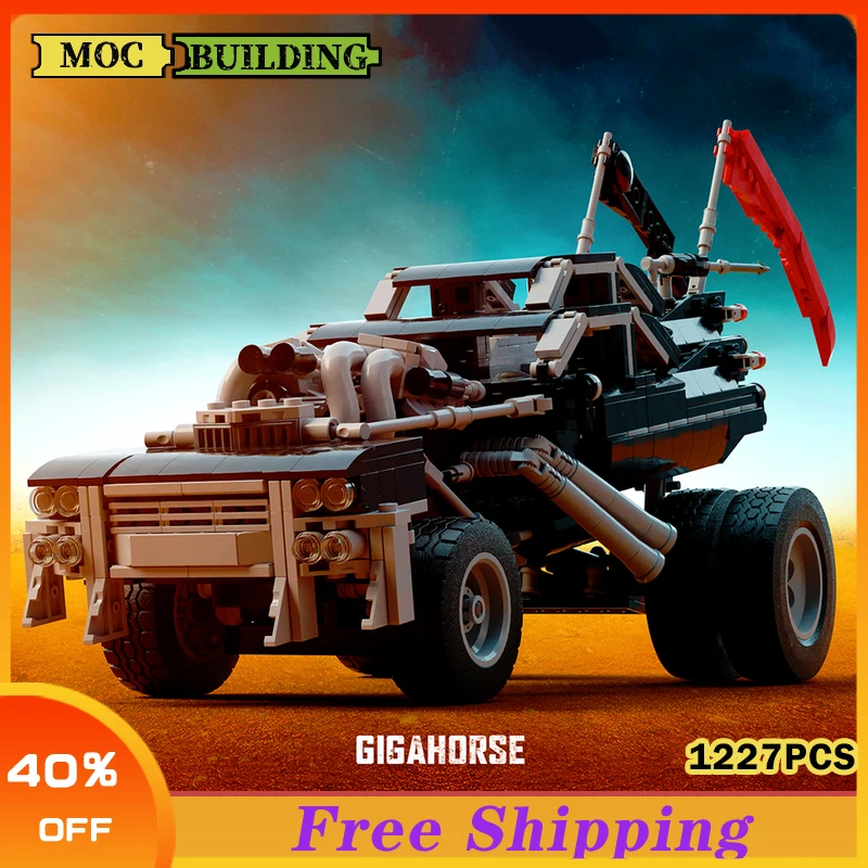 Movie Mad Maxed The Gigahorse car Building Block Black Interceptor Chariot MOC Creative Brick Toy Collection Gifts