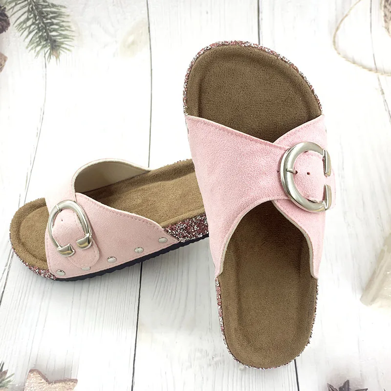 

Женские пробковые шлепанцы, модные повседневные классические пляжные тапочки с пробковой крошкой и пряжкой