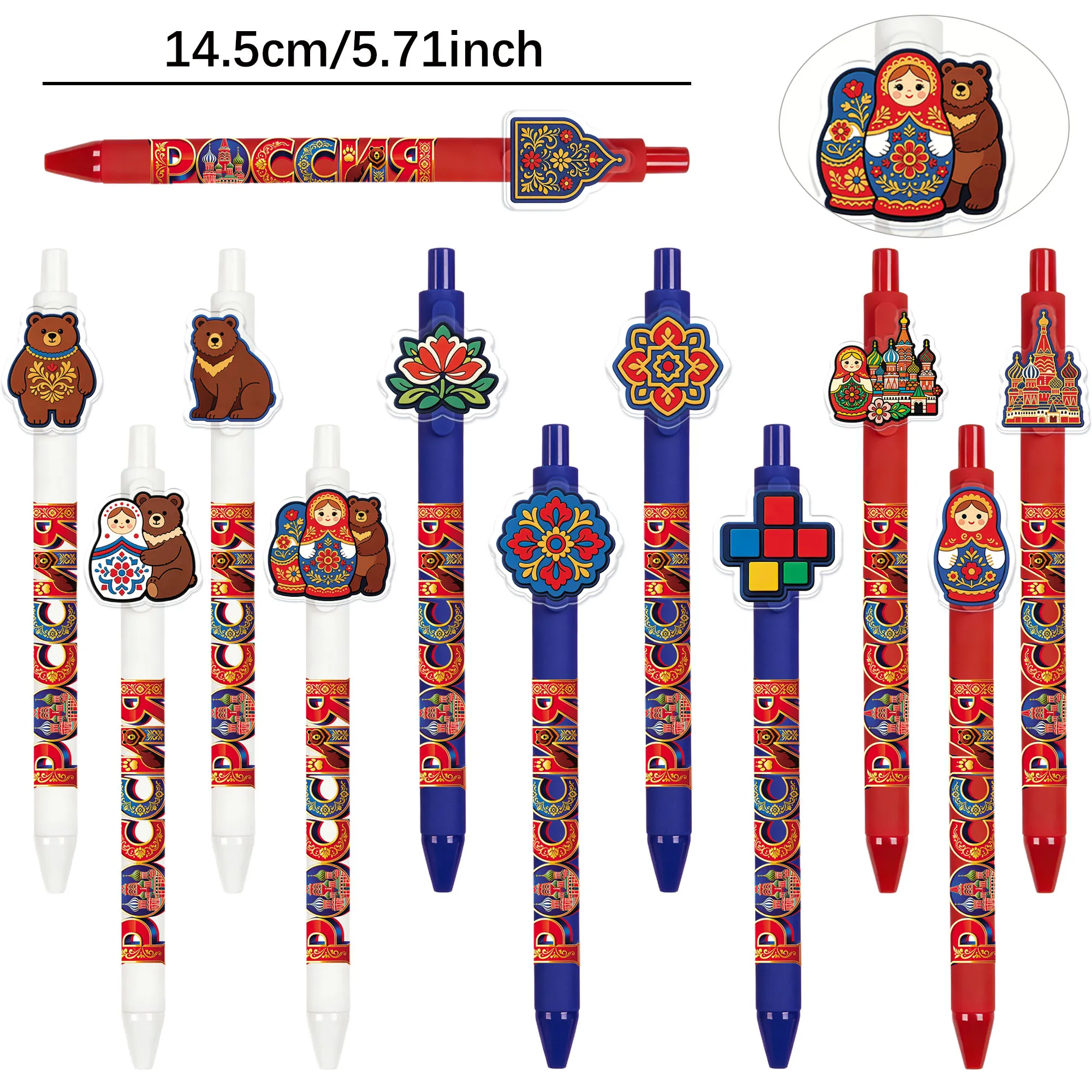 12 pieces / 20 pieces creative Russian classic elements ballpoint pens in the shape of brown bear set dolls for writing