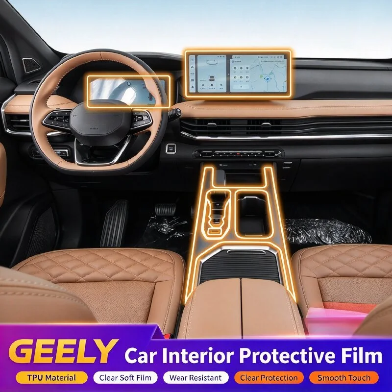 For 2023-2026 model Geely Haoyue L car film decoration center console film screen desk transparent TPU protective film
