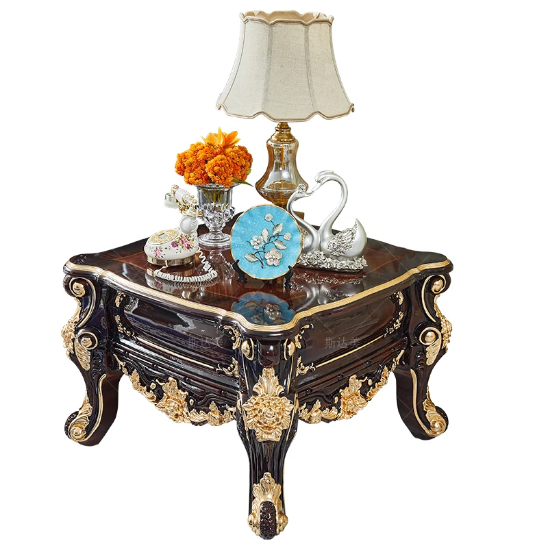 

Corner few marble square few solid wood carving flower furniture luxury American furniture sofa edge few