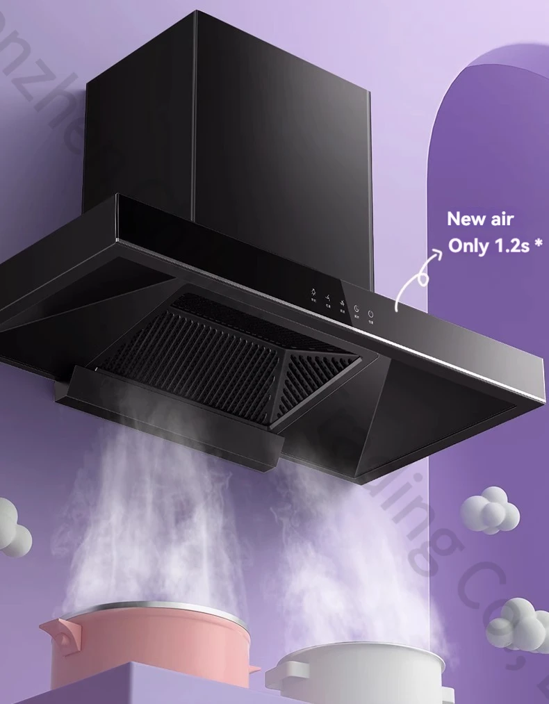 

900mm Household Range Hood Kitchen Large Suction Top Suction T-Type Range Hood Body Touch Automatic Cleaning Range Hood