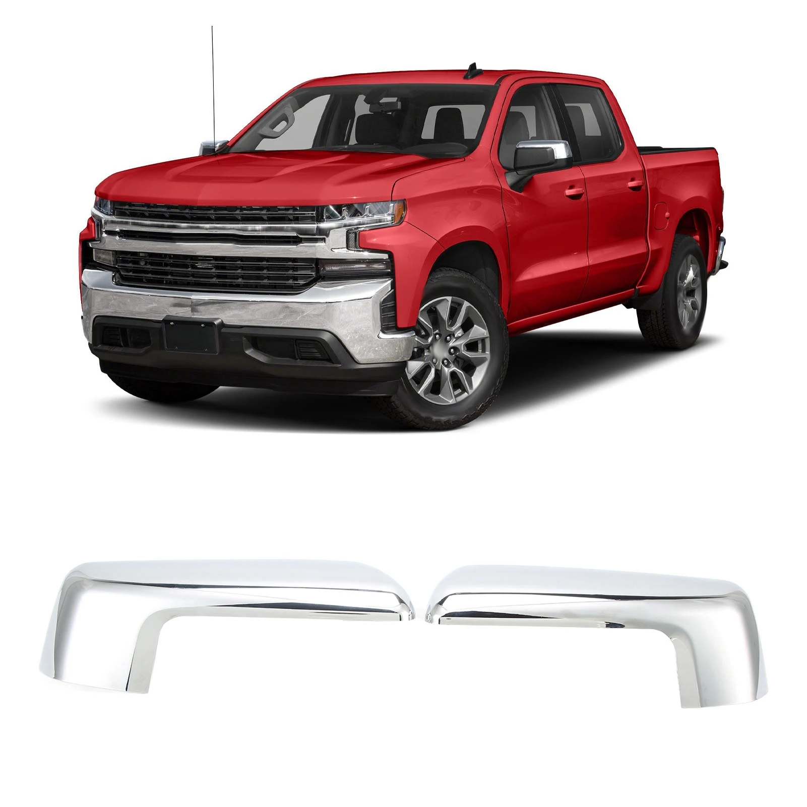 

1 Pair Mirror Cover Anti-Scratch Mirror Cap Chrome Abs Mirror Shell For Chevy Silverado 1500 2019-2022 Standard Trim