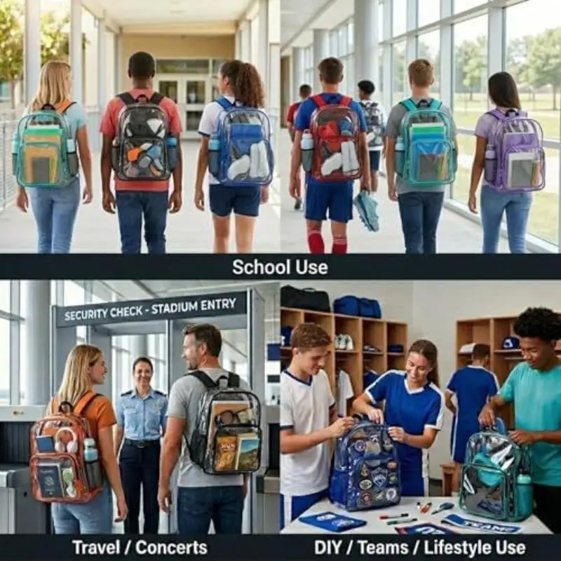 Clear Transparent Backpack Waterproof PVC 1Pcs Heavy Duty for Baseball Stadium Work Security Check