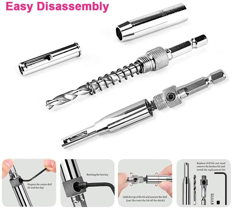 Binoax 7pcs HSS Self Centering Door Window Hinge Twist Wood DIY Drill Bit Hole Puncher
