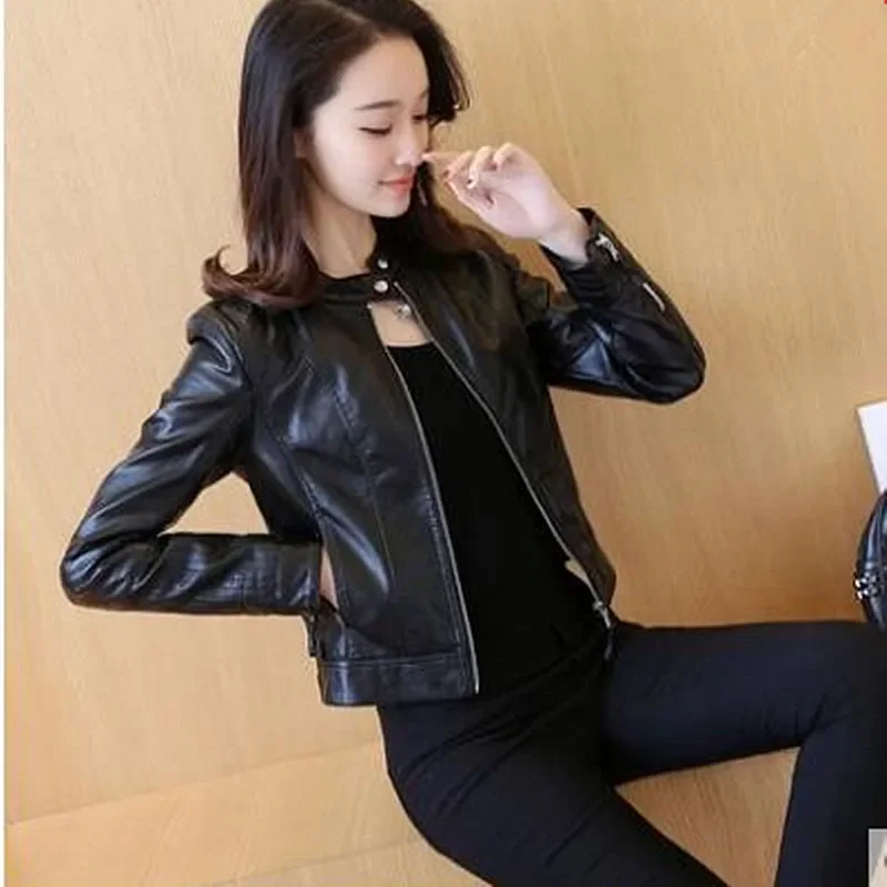 Faux Soft Leather Jackets HOT 2023 New Fashion Autumn Winter Women Pu Black Blazer Zippers Coat Motorcycle Outerwear pimkie