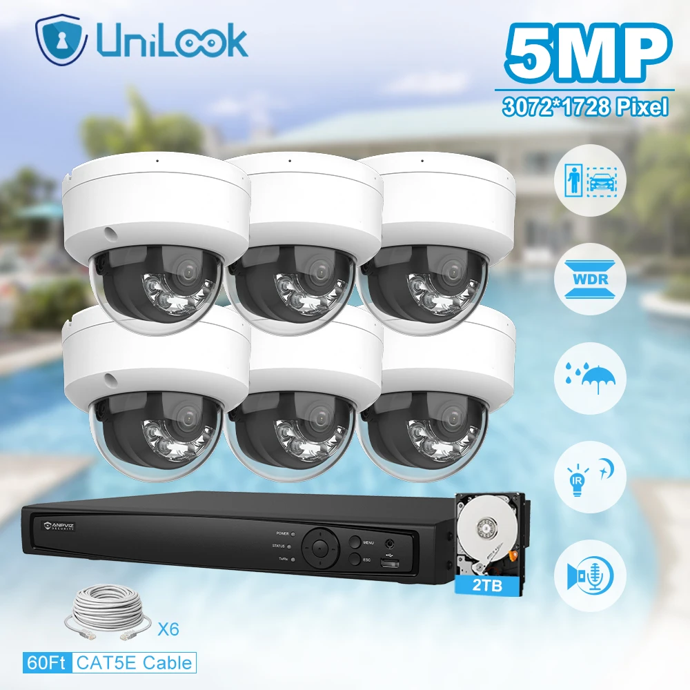 Unilook Security Protection 5MP Smart Dual-Light IP Camera System Kit 8 IP Cameras Indoor 8 Channels 4K NVR CCTV Security System