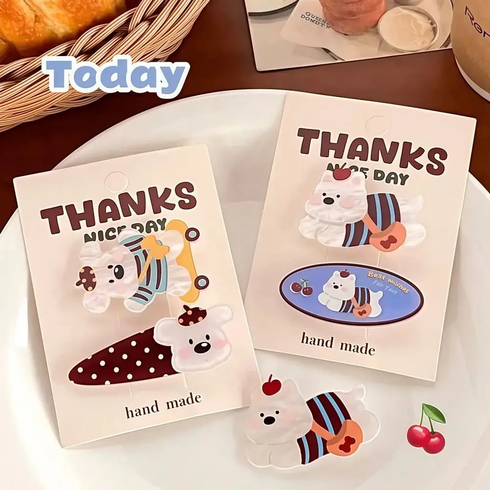 2 Pcs Fun Cartoon Hair Clip Set Sweet Style Puppy Hair Claw Clip Acrylic Rabbit Duckbill Clip Girl Hair Accessories