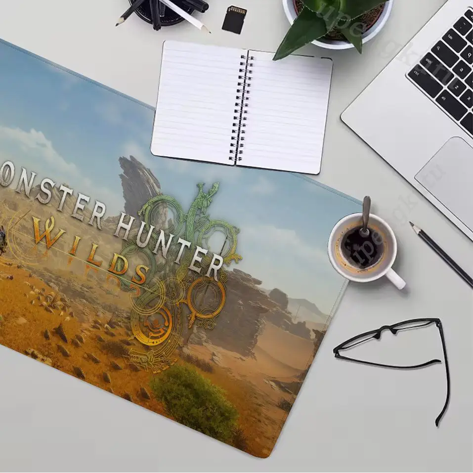 Monster Hunter Wilds Mouse Pad Desk Pad Mouse Mat Game XXL 900x400 Mouse pad Anti-Slip Rubber Base Extended Keyboard Pad