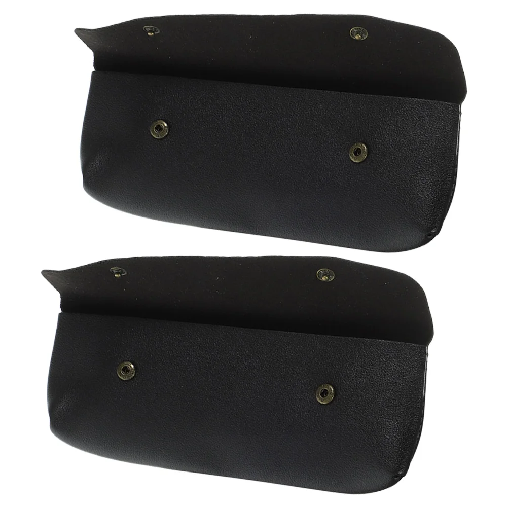 

2pcs Black Rectangular PU Pencil Case Brush Bag Travel Toiletry Pen Pouch Small Makeup Tool