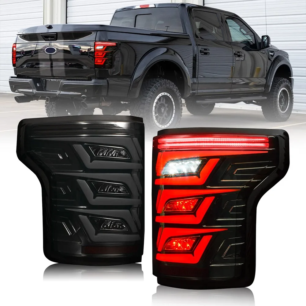 

1Pair LH+RH LED Tail Lights For Ford F150 F-150 Pickup 2015-2020 Sequential Turn Signal Trunk Rear Brake Lamps Assembly