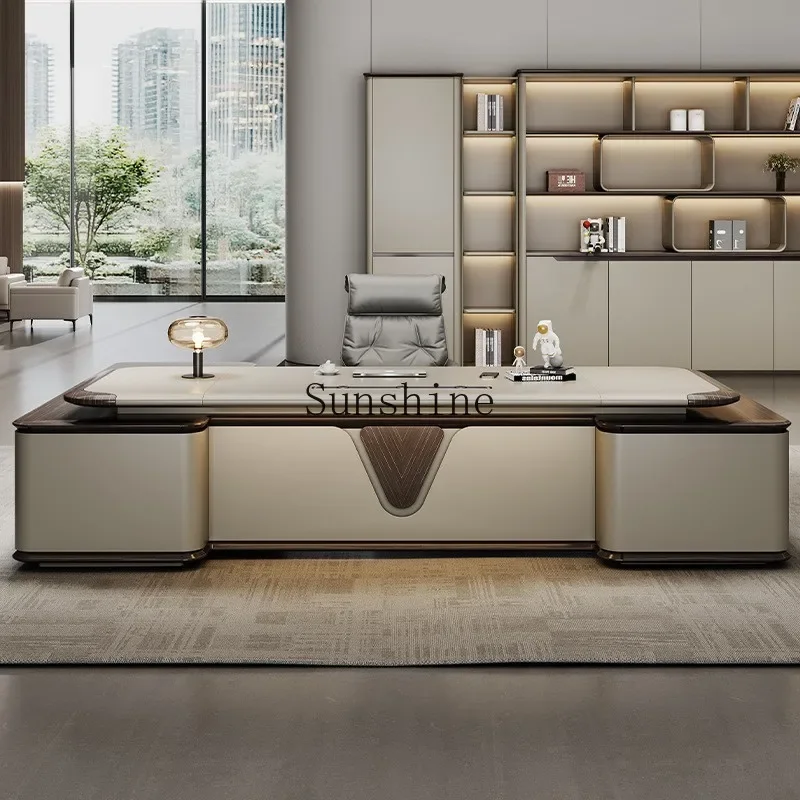 

Light luxury boss, office, simple and modern, high-end, leadership table and chair combination