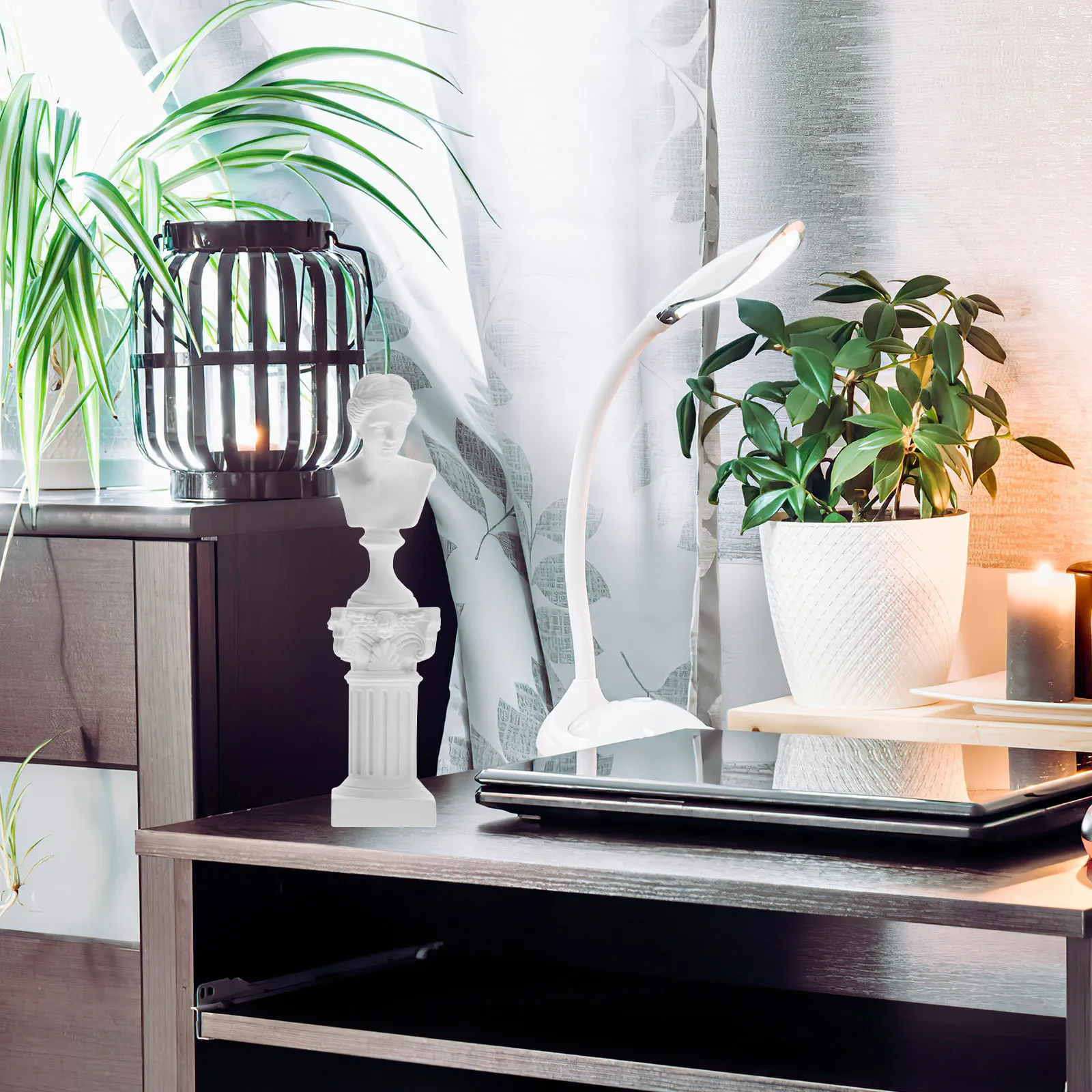 

1Set Resin Sculpture Roman Column Character Statue Goddess Ornament for Home Garden Office Decorative Resin Craft