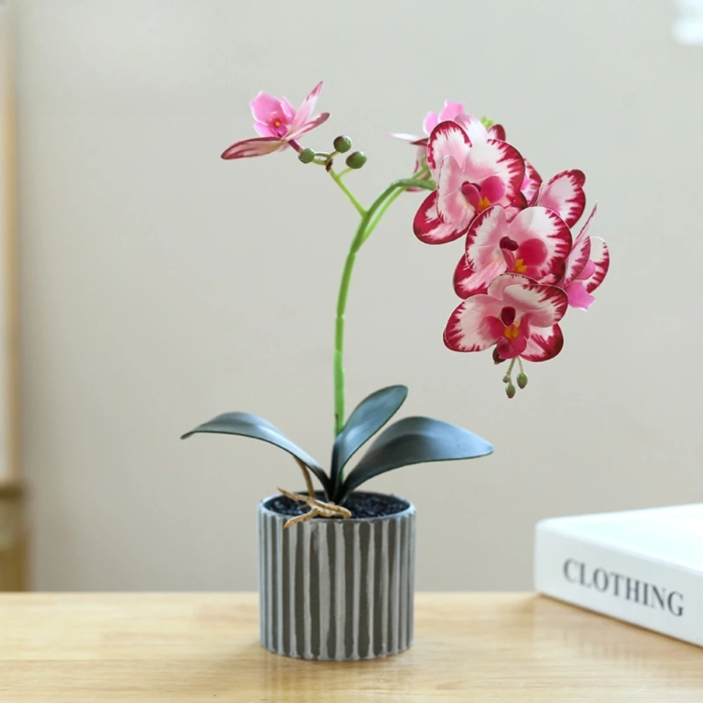 2pcs Phalaenopsis Bonsai Artificial Flower Gardening Home Decoration Artificial Potted Plant