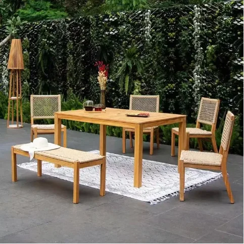 I  Well Beauty Low Price New Arrival Outside Wooden Furniture Resort Restaurant Dining Garden Wood Patio Outdoor Table