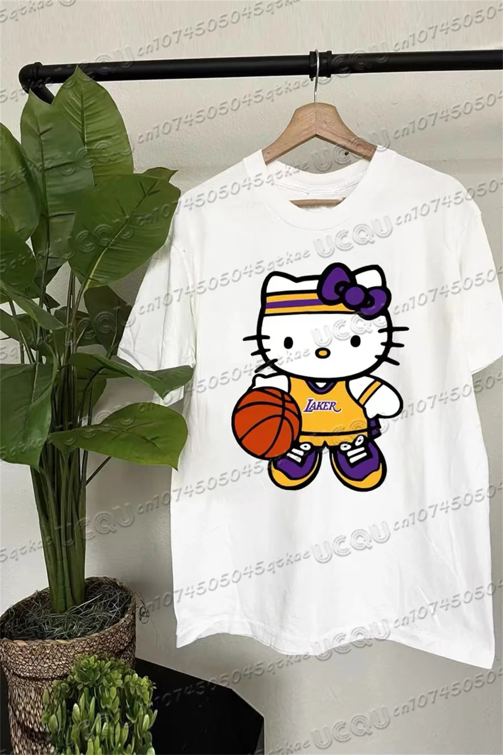 

Japanese Cartoon Hello Kitty Printed Pattern Cotton Tee Short Sleeved T-Shirt Summer Women'S Cute Casual Wear Tee Women'S Top