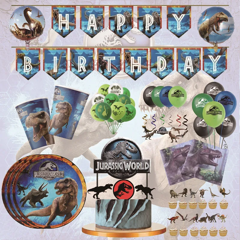 Jurassic world Themed Party Supplies Disposable Cutlery Jurassic World Dinosaur Birthday Party Decorations Jungle Party Supplies