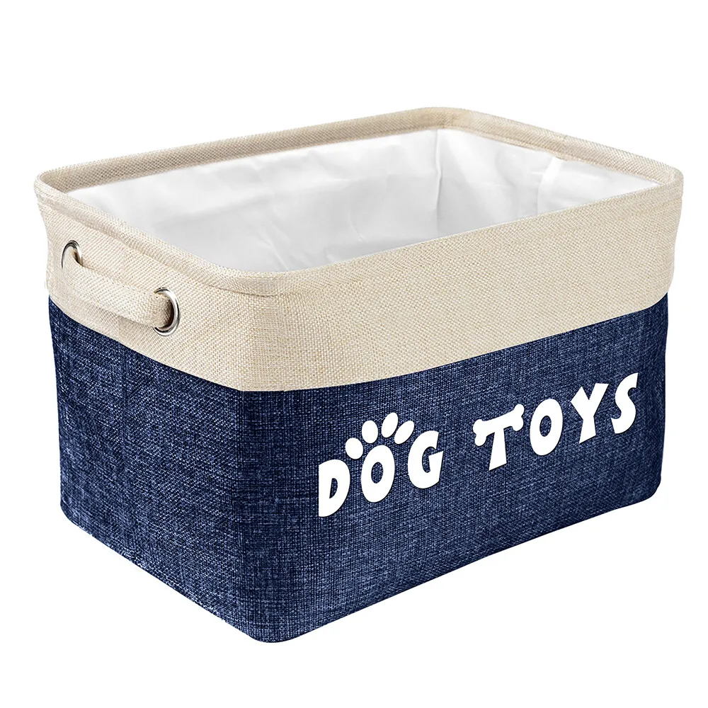 Panier de rangement pour jouets de chien, sac en toile pliable pour jouets pour animaux de compagnie, boîte de rangement en lin, bacs, accessoires pour chiens, fournitures pour animaux de compagnie