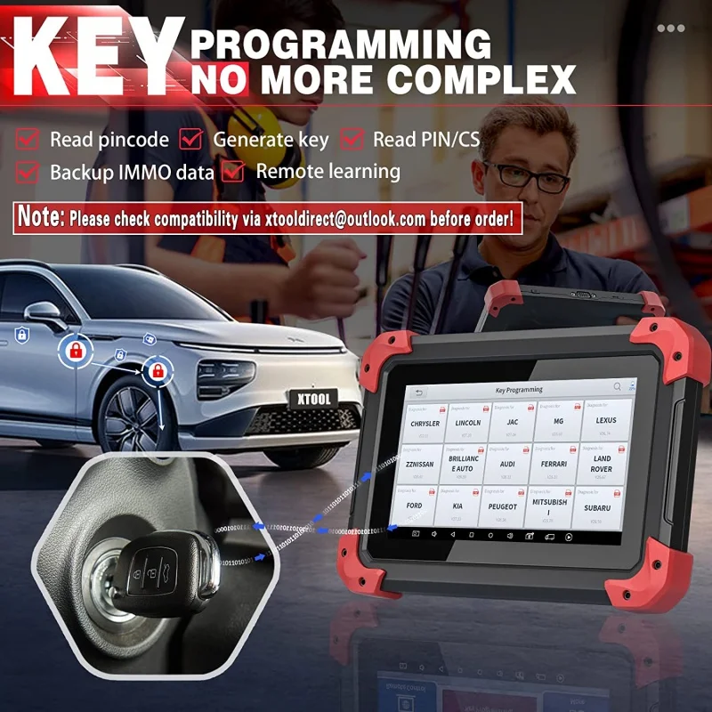 XTOOL X100 PAD Plus Automotive Key Programming Tools,OE-Level All Systems Diagnostic, 28  Services, ABS Bleed, Oil Reset