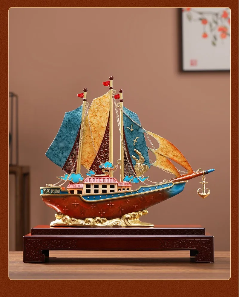 Smooth sailing, sailing copper ornaments, boss's office, living room, wine cabinet, house warming, moving gifts, opening gifts