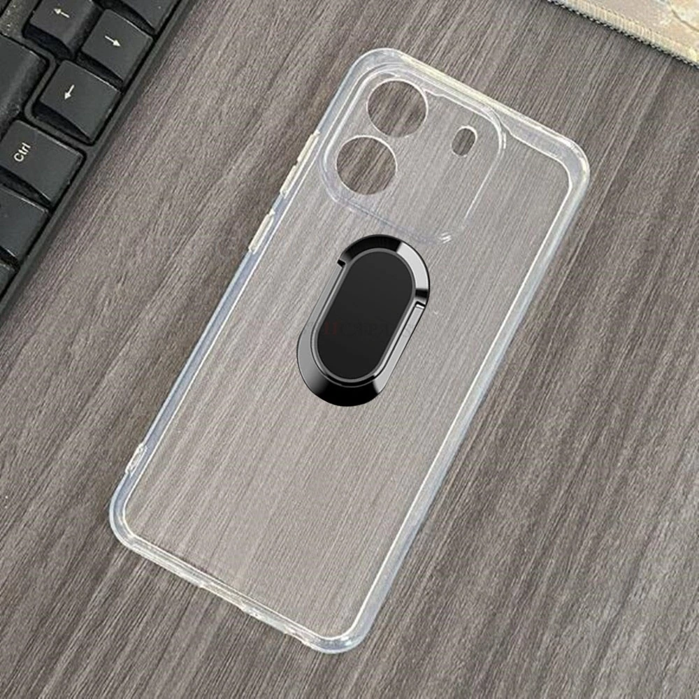 For Blackview Wave 6C 6.5" 2023 Blackview Wave 6C Back Ring Holder Bracket Phone Cover TPU Soft Silicone Case
