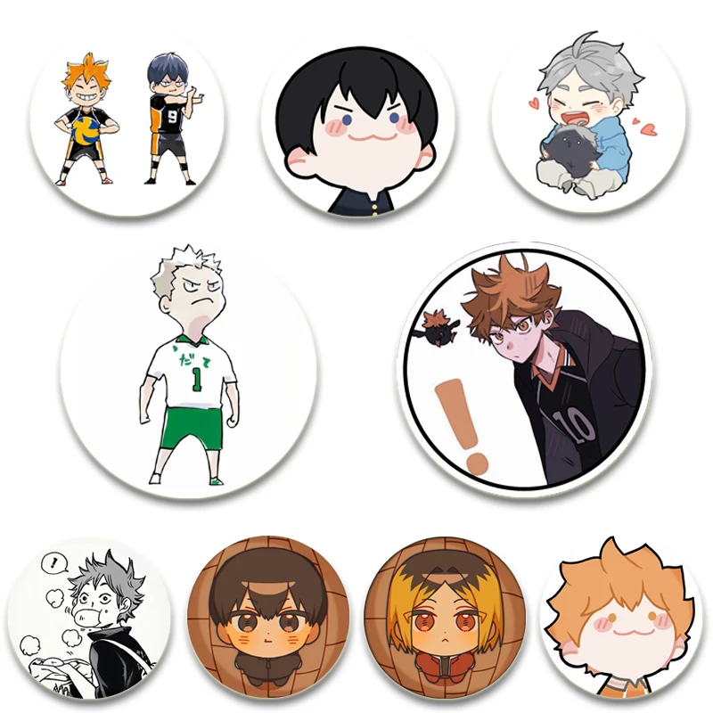 Anime Haikyuu!! Pins Shoyo Hinata Tobio Kageyama Daichi Sawamura Sugawara Koushi Badge Brooches for Clothes Bag Accessories Gift