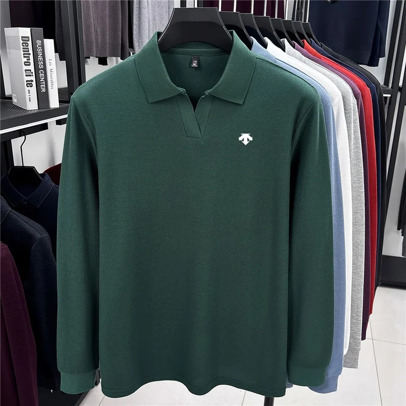 Hochwertiges Herren-Polohemd mit Originaldruck, Herbstmode, 100% Baumwolle, Revers, Langarm-T-Shirt, bequeme Freizeitkleidung für Herren – Detail 10