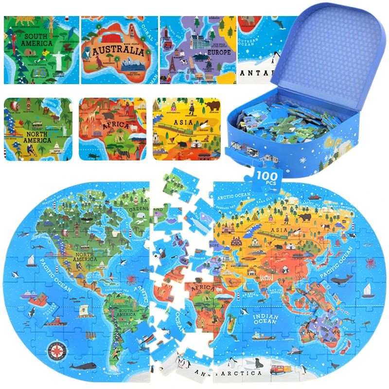 World Map Puzzles Games Children Toys Geography Jigsaw Globe Continents Humanities Kids Learning Education Map Toy Teaching Aids