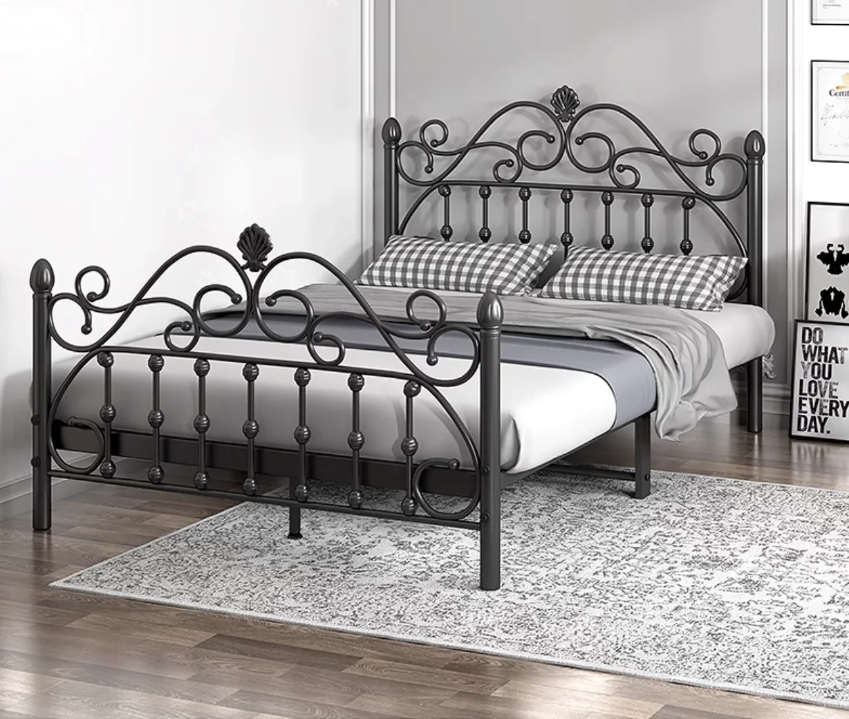 Wrought iron bed European Princess bed Children\'s modern simple net red double bed Iron bed 1.51.8 m single bed