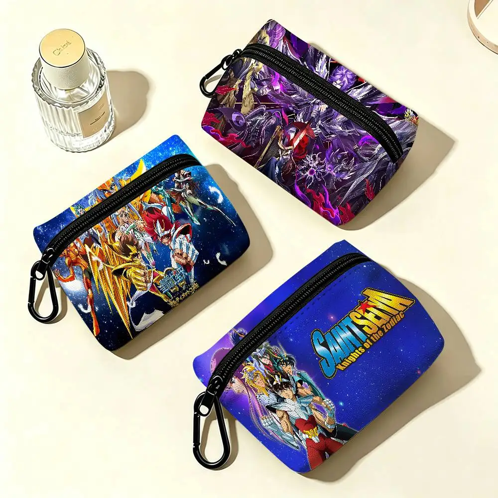 Retro S-Saint S-Seiya Multifunctional Oxford Cloth Small Pouch With Hook Mini Coin Wallet Earbud Storage Bag