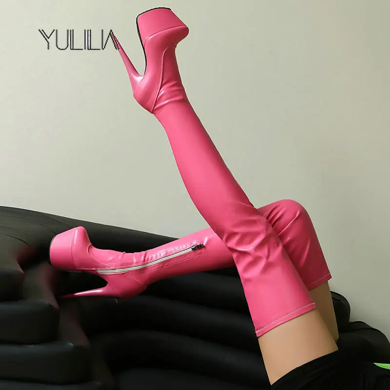 

YULILIA Elastic Skinny Thigh Sexy Stage Boots Waterproof Thin Heel High Heel Night Club Over Knee Boots Fashion Show Boots Women
