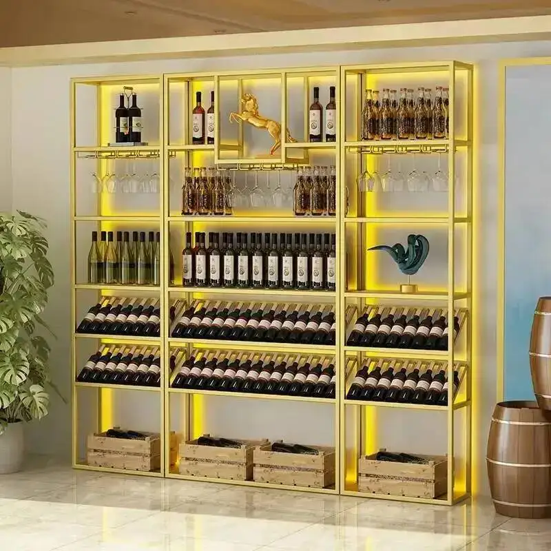 

Liquor Bottle Corner Wine Cabinets Display Salon Shelf Restaurant Drink Wine Rack Commercial Holder Barra De Vino Home Furniture