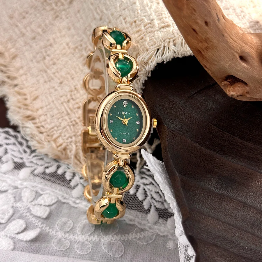 Retro imitation pearl women's watch, small fragrance light luxury bracelet watch, oval temperament watch