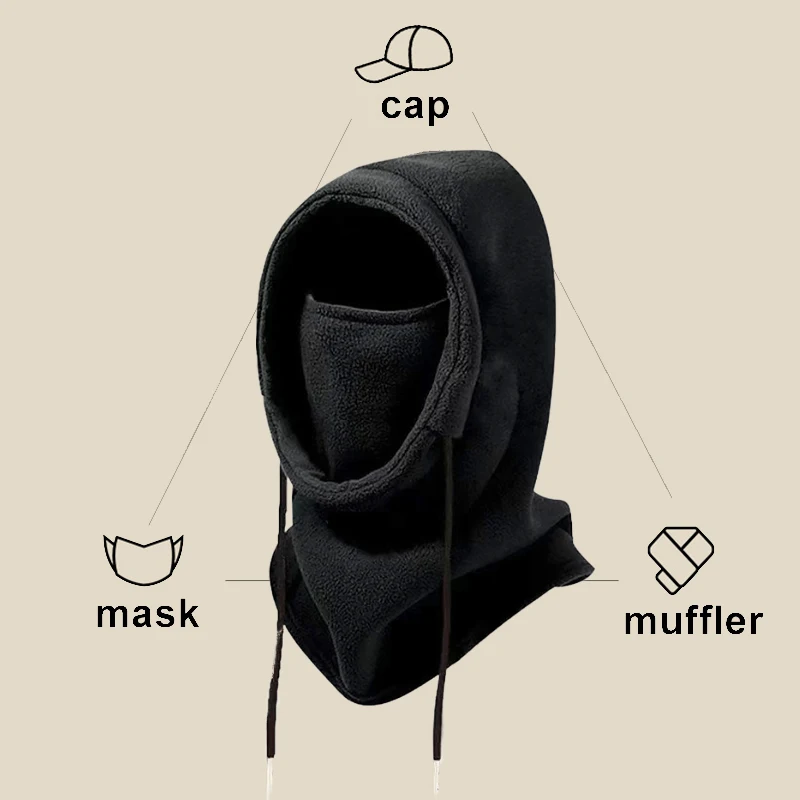 New Fashion Warm Cap Winter Men Women Hat Waterproof Thermal Polar Fleece Balaclava Hat Hooded Neck Warmer Hike Cycling Cap