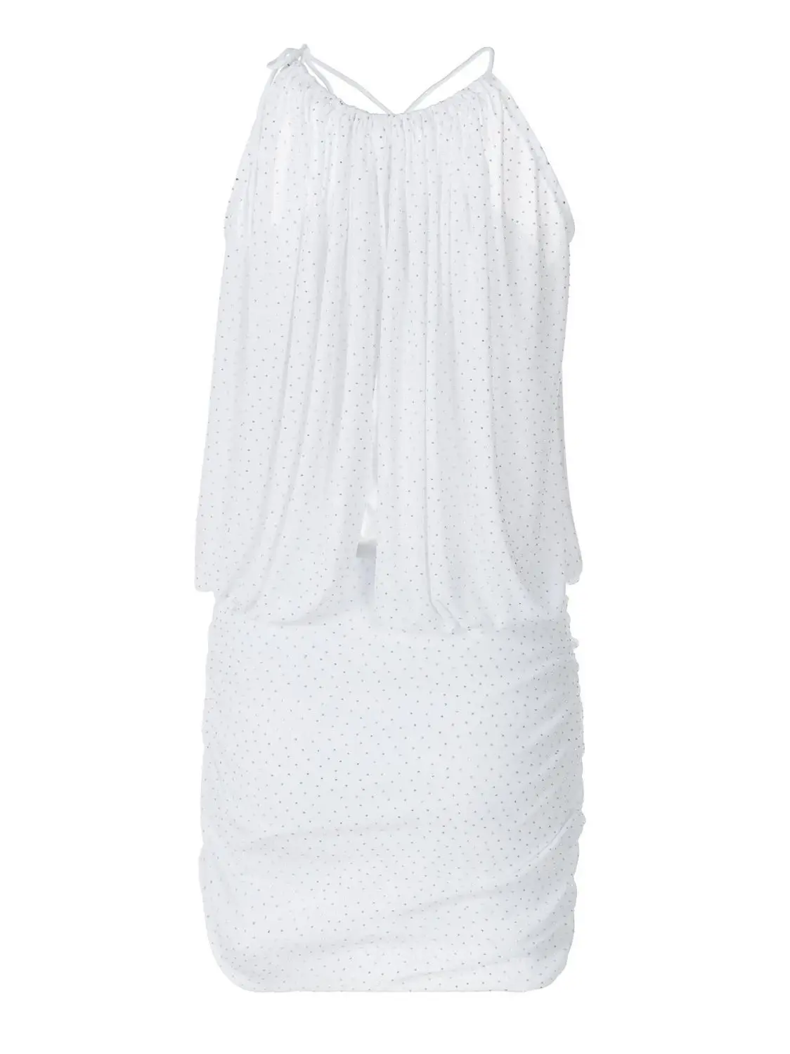 ชุดเดรสบอดี้คอนเซ็กซี่สำหรับผู้หญิง ฤดูร้อน แต่งระบายชายเสื้อ ชุดคลุมชายหาด ตัดเย็บแบบเปิดด้านข้าง ลายทาง โชว์สัดส่วน ยั่วยวนใจ