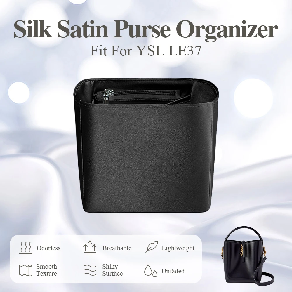 

Silk Satin Purse Organizer Insert Fit for YSL LE37 Bucket Cosmetics Inside Bag Inner Liner Bag Organizer Bag Smooth Bag In Bag