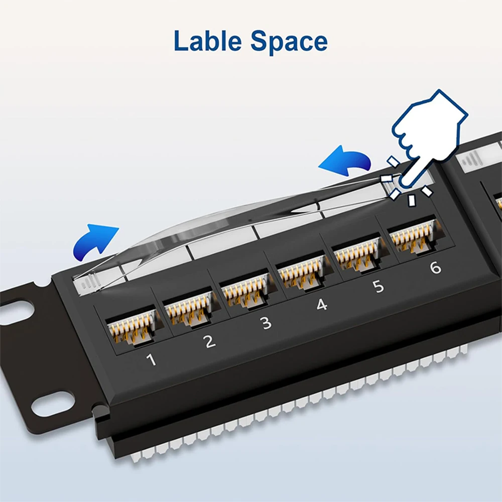 Painel de remendo ZoeRax Cat6 de 24 portas 1U Painel de remendo Ethernet RJ45 de montagem em rack ou de parede de 19 polegadas para redes Gigabit