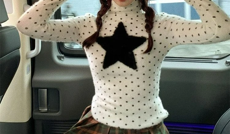 

Girls Autumn and Winter Design Long-sleeved Turtleneck Autumn and Winter Warm Base Slim-fitting and Thin Top