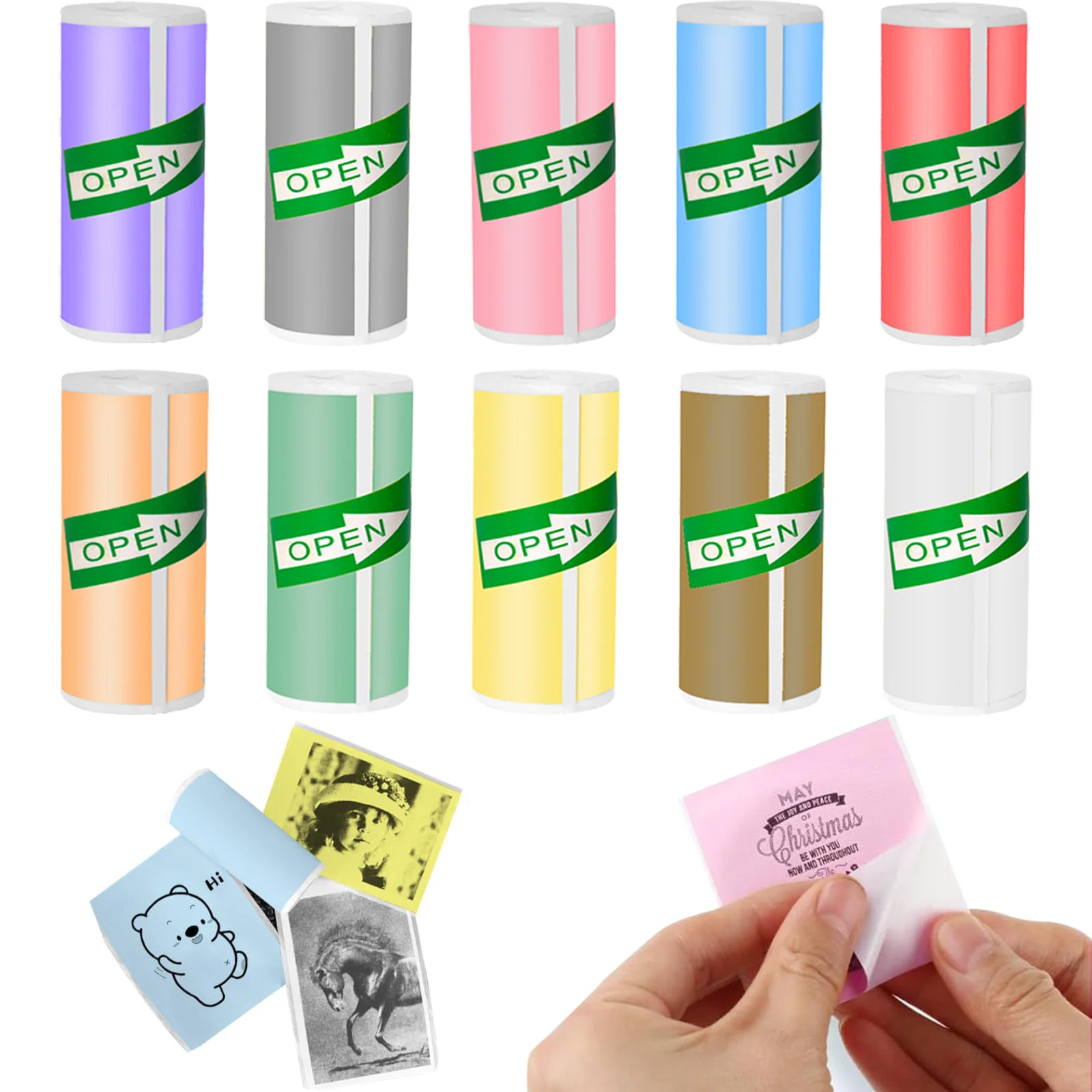 Kids Instant Camera 57x25mm Thermal Sticker Paper Colorful BPA-Free Rolls for Portable Printers & DIY For Scrapbooking