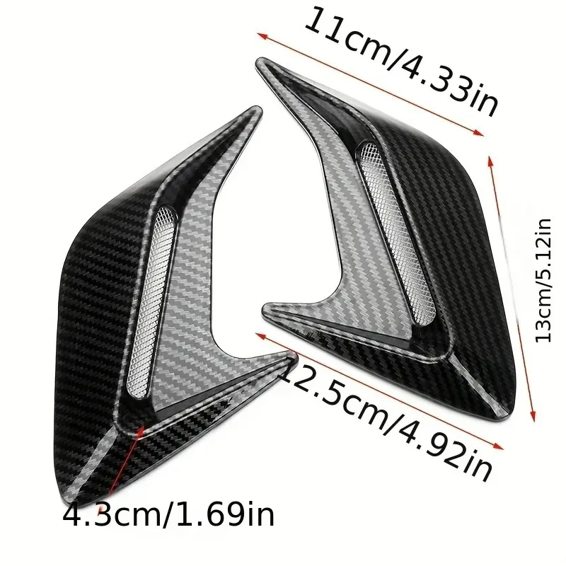 Carbon Fiber Universal Car Shark Gills Fender Side Air Flow Outlet Vent Decoration Sticker Trim Cover for Auto Styling image 3