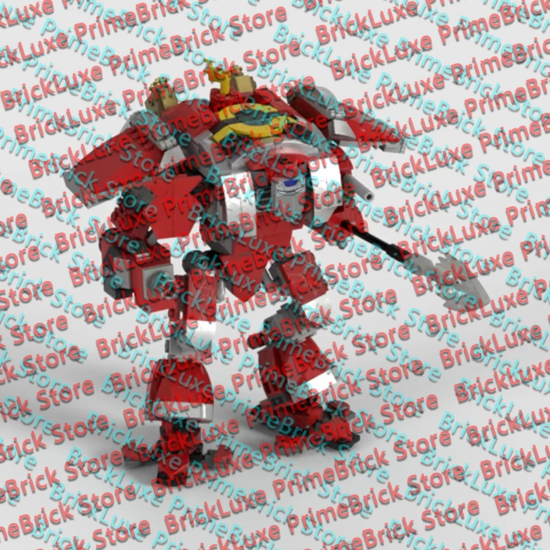 QWERT Sci-Fi Mech Robot Building Blocks Set, Red Warrior Mecha Action Figure Model, DIY Assembly Brick Kit for Sci-Fi Fans