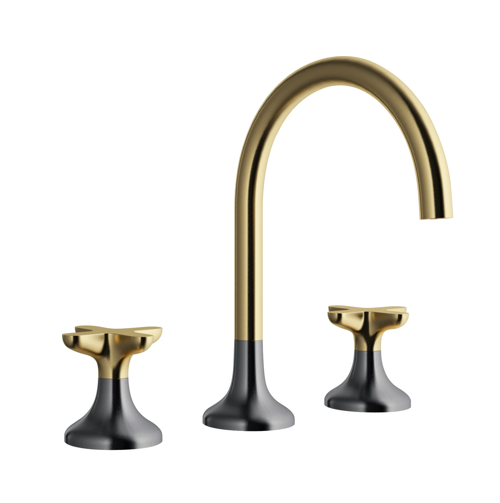 Popular Hot Cold Water Deck Mounted 3 Holes Bathroom Faucets Basin Faucet Brass For Bathroom